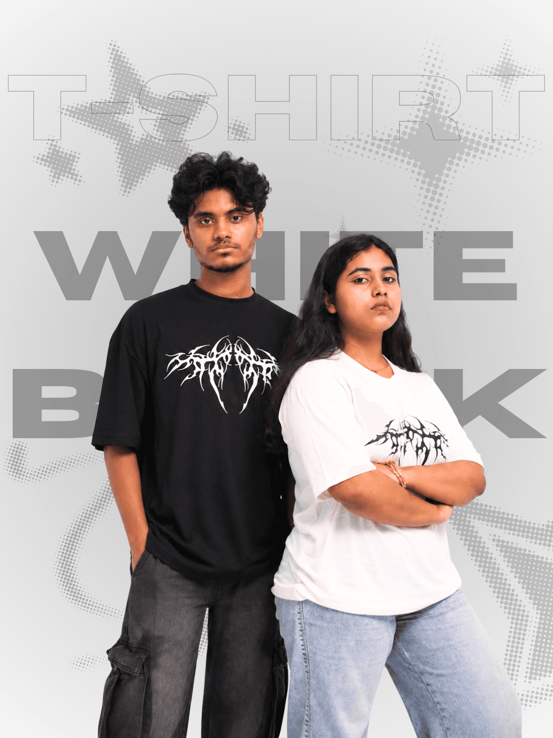 Neo-Tribal Dropshoulder Graphic Tee Duo